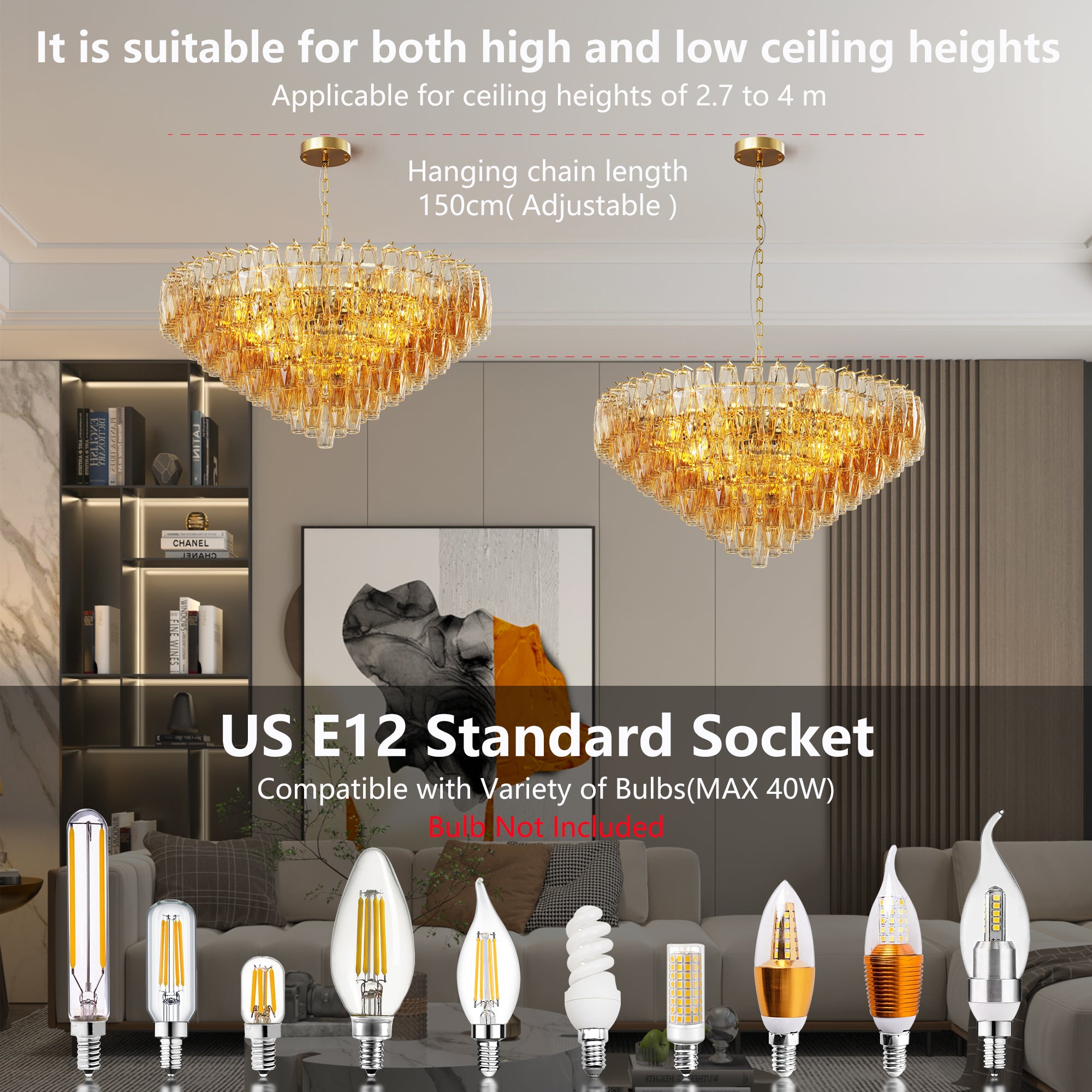 37" Modern Gold Round Chandelier with Tiered Smoke Glass - 14-Light Statement Fixture