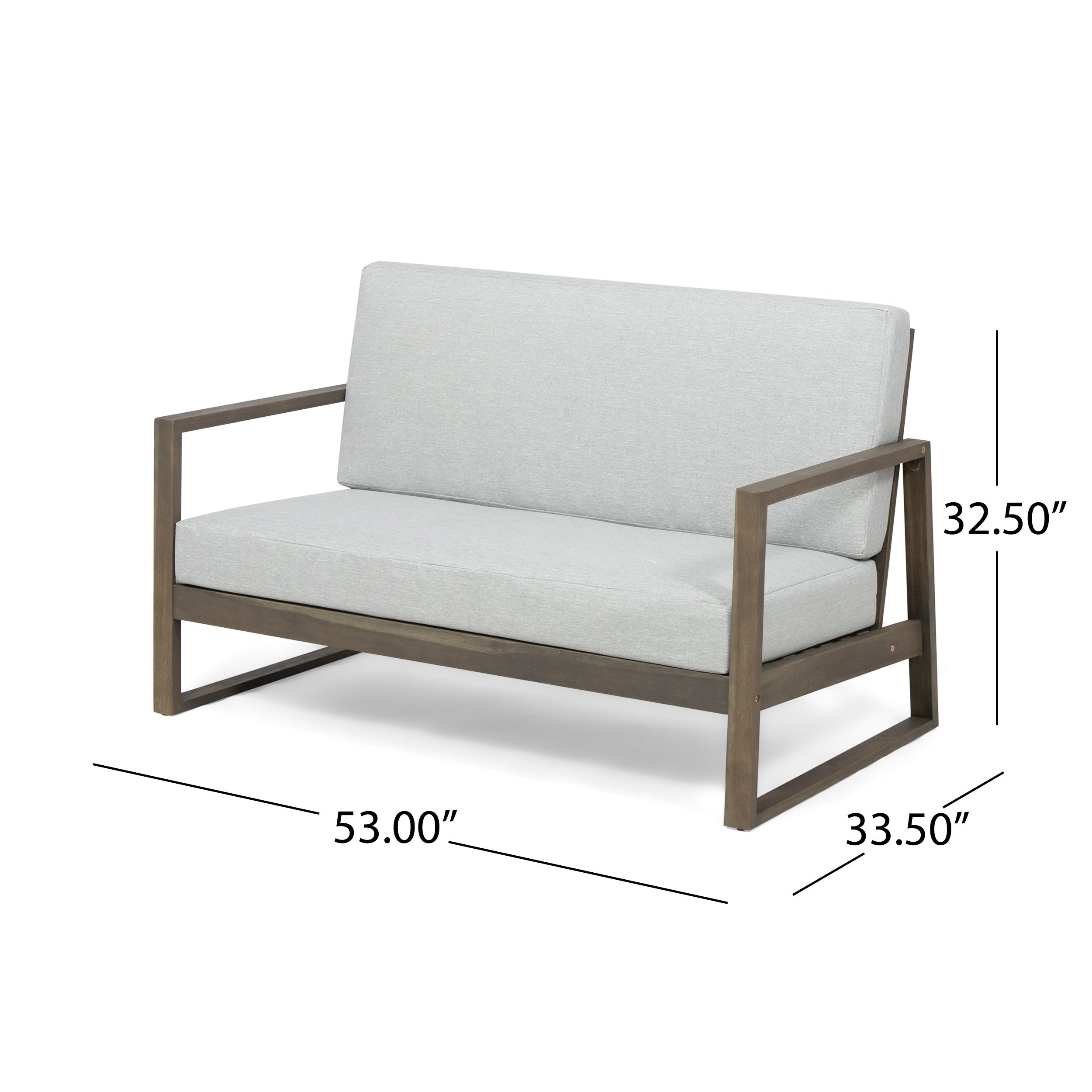 2PC Outdoor Acacia Wood Loveseat & Coffee Table Set - Weather-Resistant with Water-Resistant Cushions