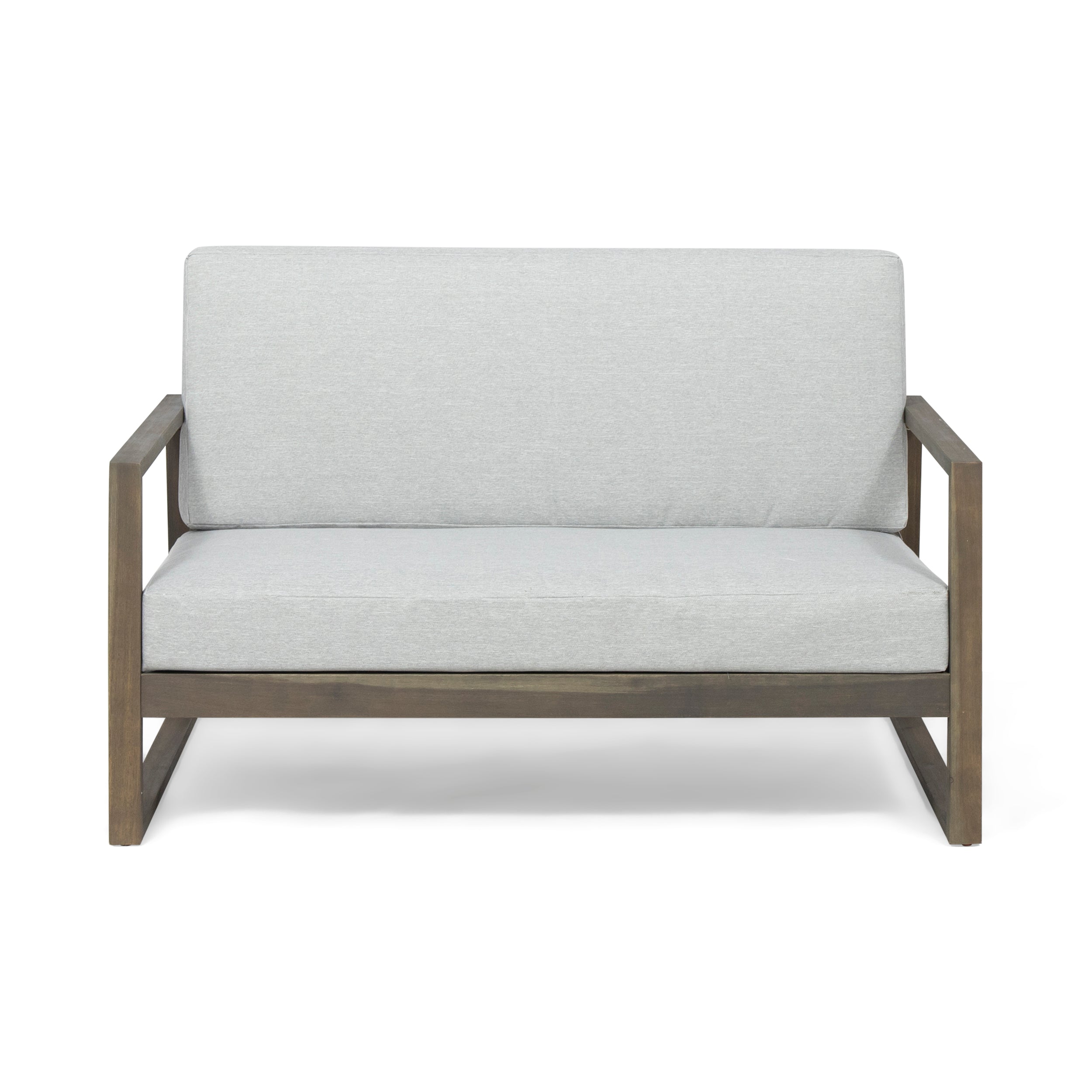2PC Outdoor Acacia Wood Loveseat & Coffee Table Set - Weather-Resistant with Water-Resistant Cushions
