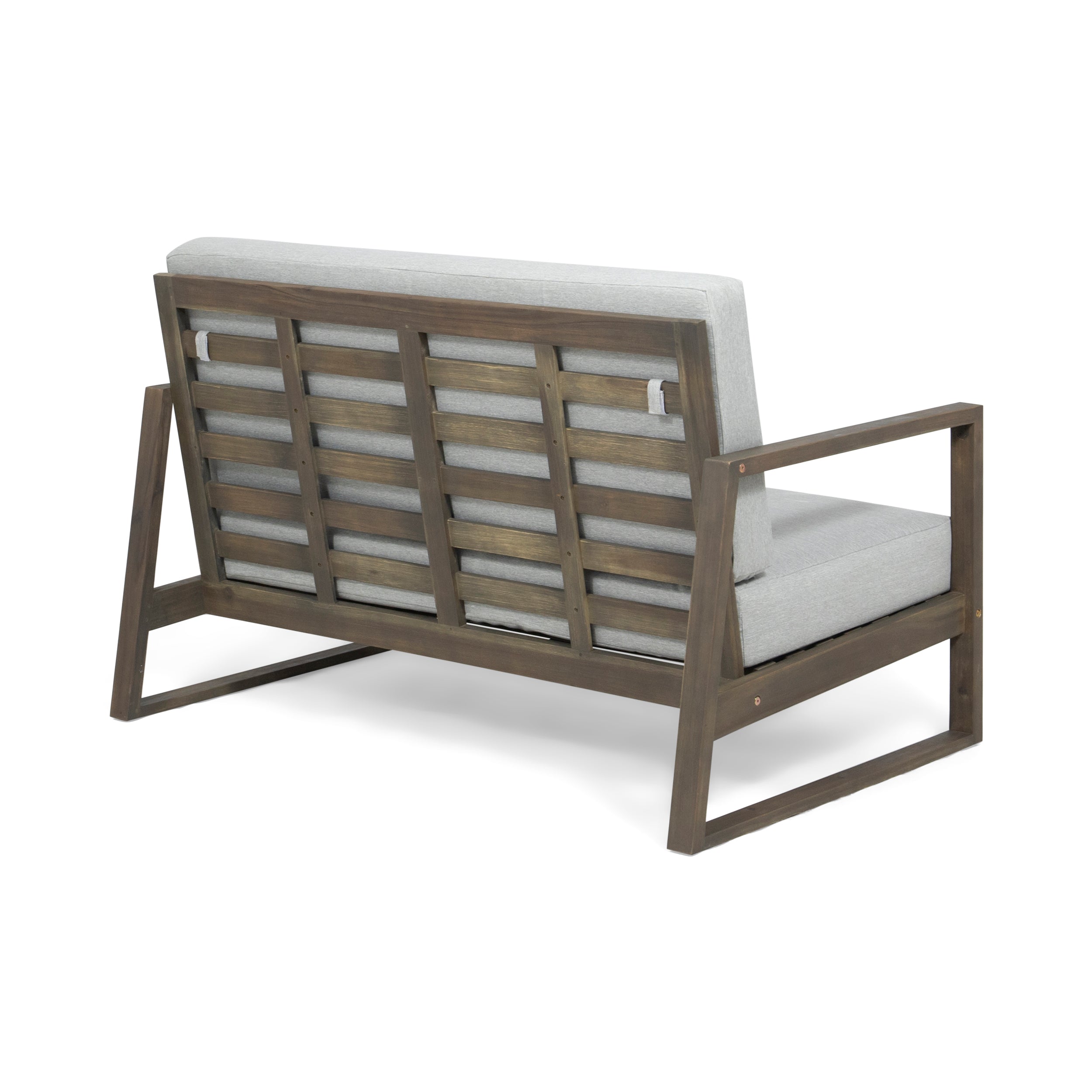 2PC Outdoor Acacia Wood Loveseat & Coffee Table Set - Weather-Resistant with Water-Resistant Cushions