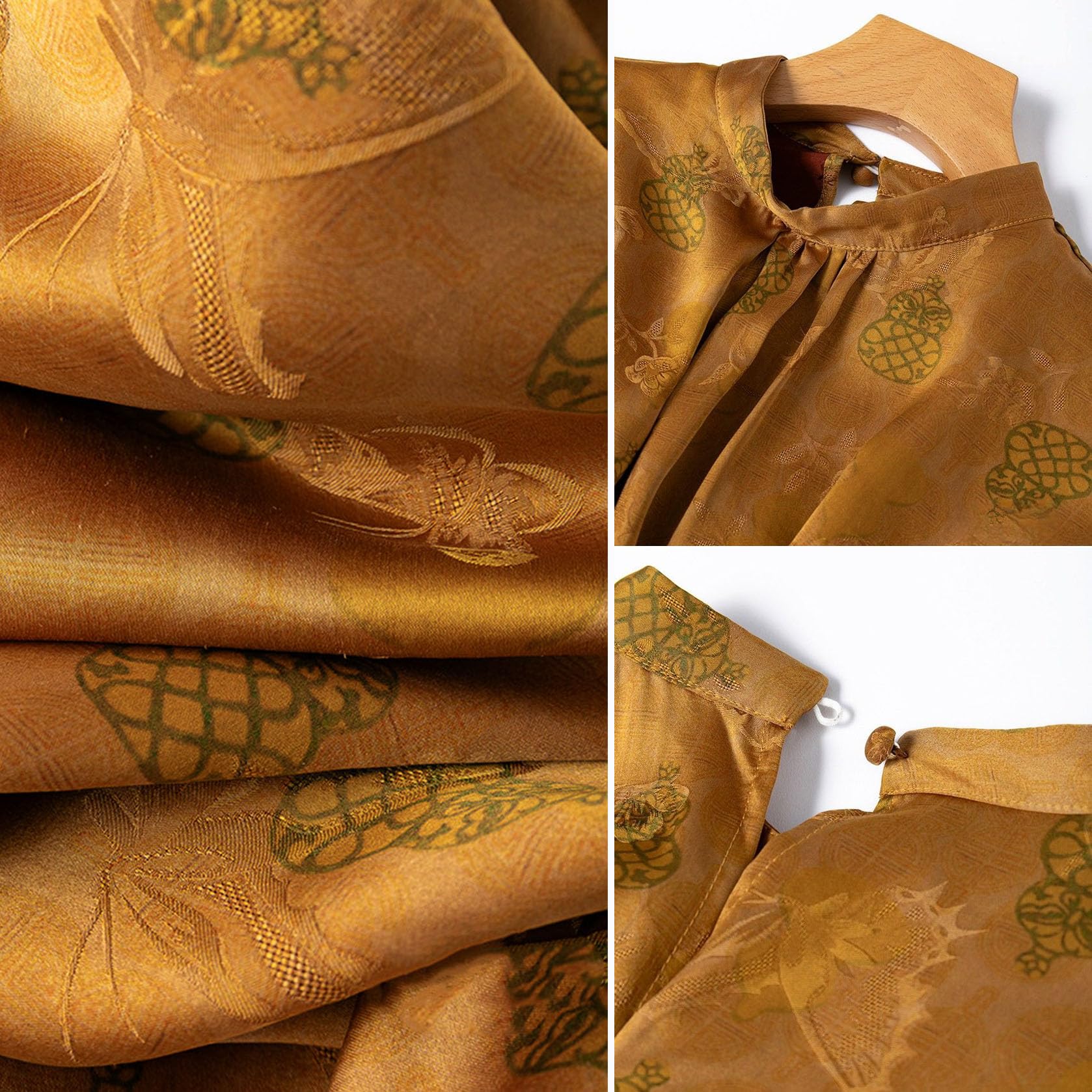Elegant A-Line Cheongsam Dress - Mandarin Collar Xiangyunsha Jacquard Silk Evening Gown