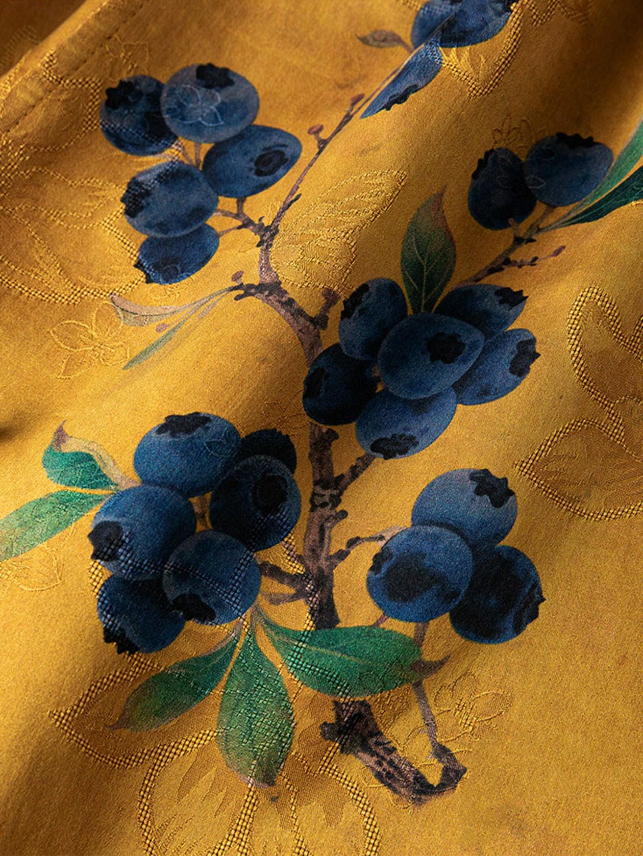 Women's Asymmetrical Silk Blouse - Floral Jacquard Top with Elegant Lantern Sleeves