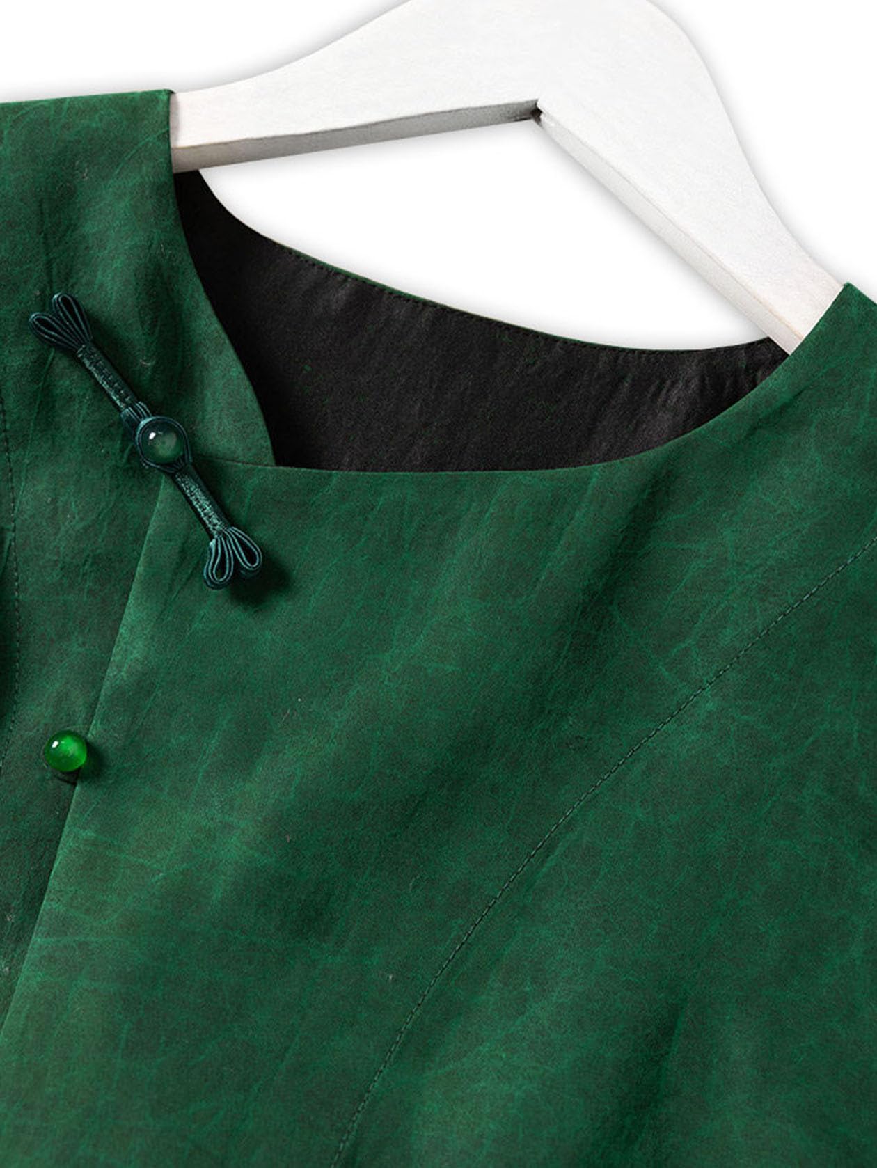 Women's Asymmetrical Gambiered Canton Silk Blouse - Elegant Chinese Style Top in Green