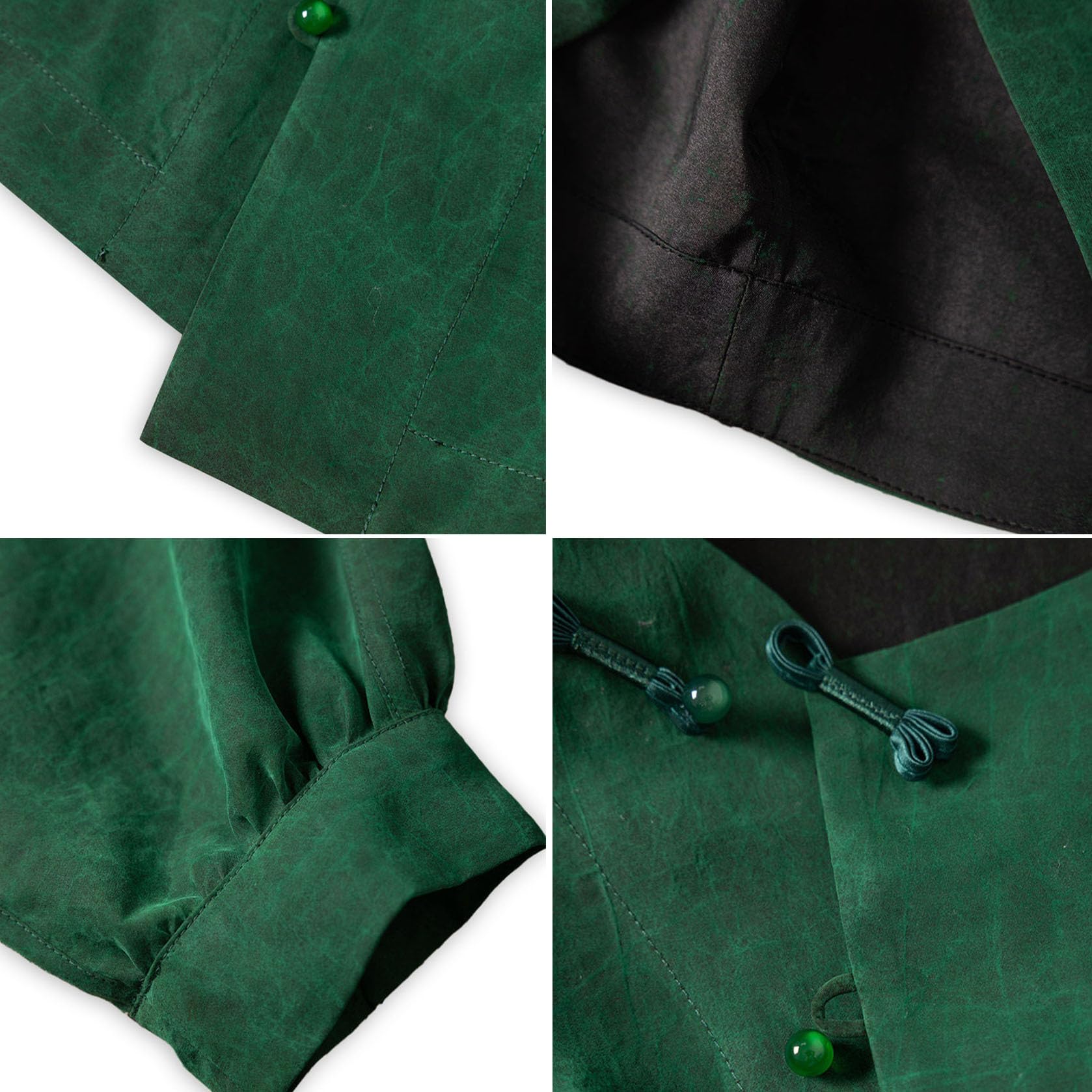 Women's Asymmetrical Gambiered Canton Silk Blouse - Elegant Chinese Style Top in Green