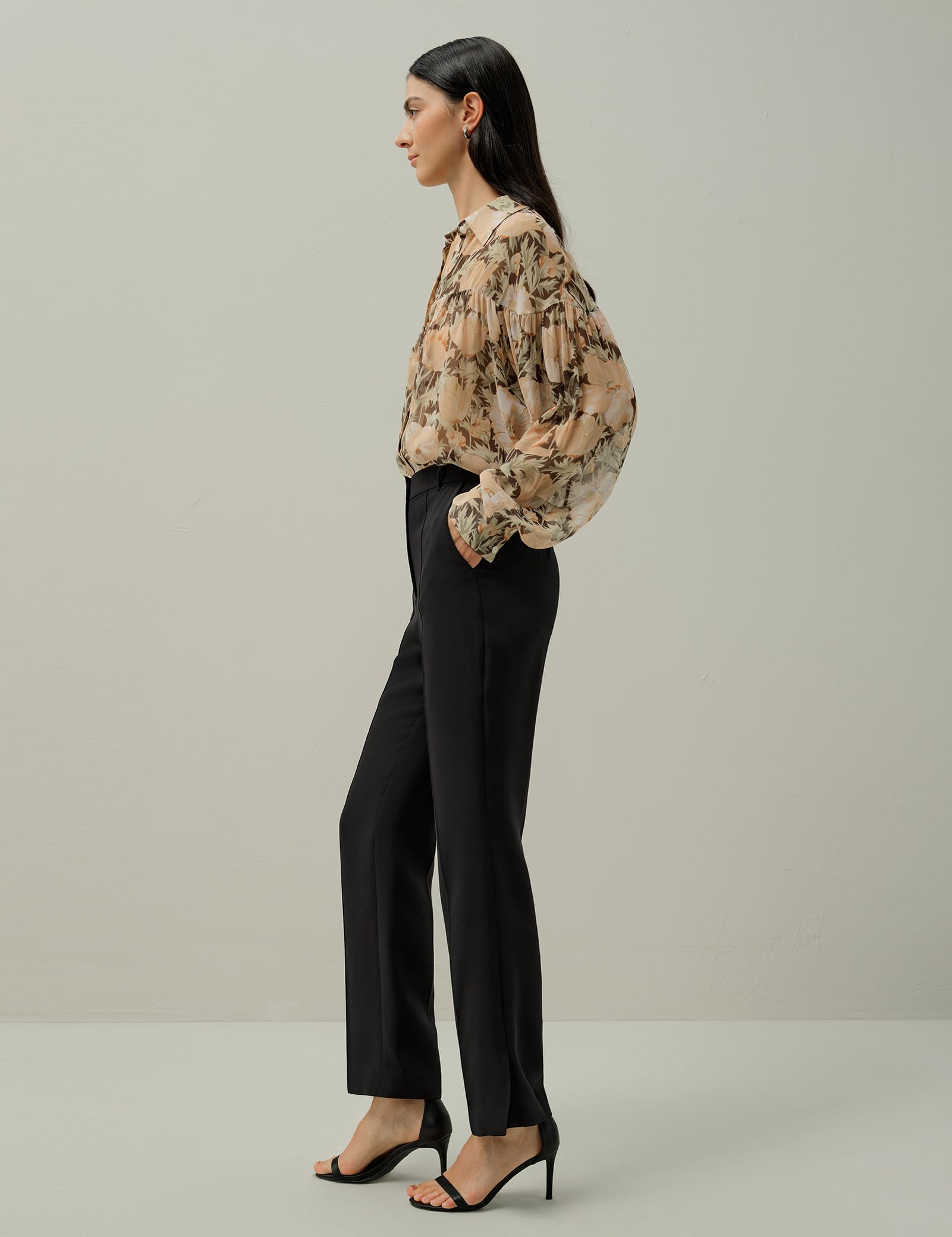 Liberty Women's Pure Silk Blouse - Double-Layered Fluid Chiffon Shirt with Dolman Sleeves